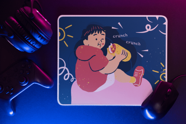 Crunch Crunch Foodie Cartoon Mouse Pad – Fun Design, Smooth Surface, Non-Slip Base, 9"x7" - Image 5