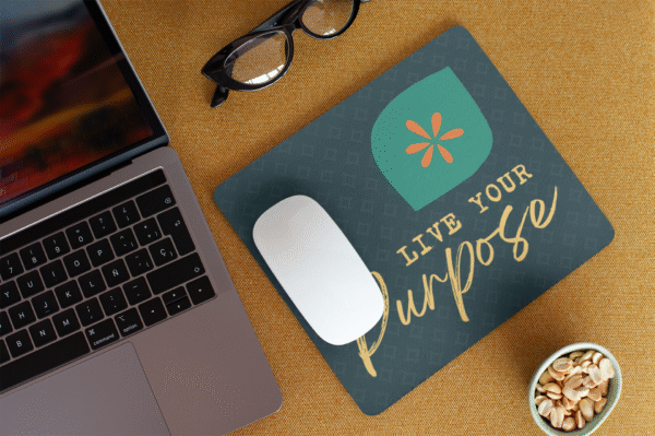 Live Your Purpose Motivational Mouse Pad – Anti-Slip Base, Smooth Glide Surface, 9"x7"
