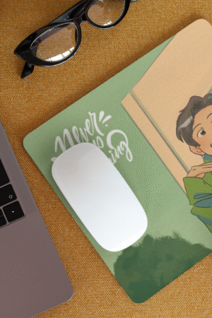 Never Stop Smiling Cartoon Mouse Pad – Soft Surface, Anti-Slip Base, 9"x7"