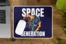 Space Generation Astronaut Gaming Mouse Pad – Anti-Slip Rubber Base, Smooth Surface, 9"x7"
