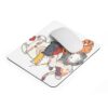 kawaii cartoon cat mouse pad with cute kittens holding hearts and anti slip rubber base