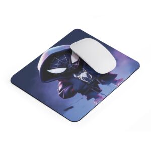 spider hero themed gaming mouse pad with dark hoodie superhero design and anti slip rubber base
