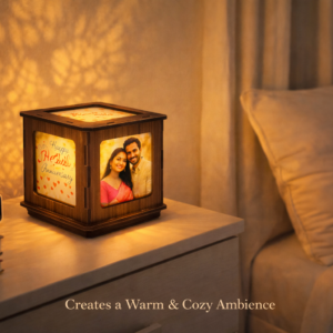 Alternative view of Personalized Rotating Shadow Lamp with Photo – Custom Wooden LED Night Lamp for Bedroom & Anniversary Gift