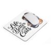 life is better with cats quote mouse pad with cute girl hugging cats and anti slip rubber base