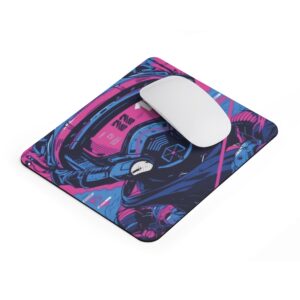 cyberpunk astronaut gaming mouse pad with neon futuristic space helmet design and anti slip rubber base
