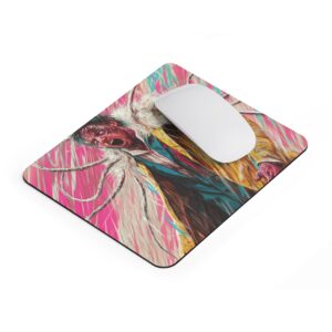 horror monster themed gaming mouse pad with colorful abstract background and anti slip rubber base