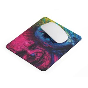 colorful joker themed gaming mouse pad with neon artwork and anti slip rubber base