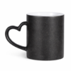 black sparkle heart handle magic mug